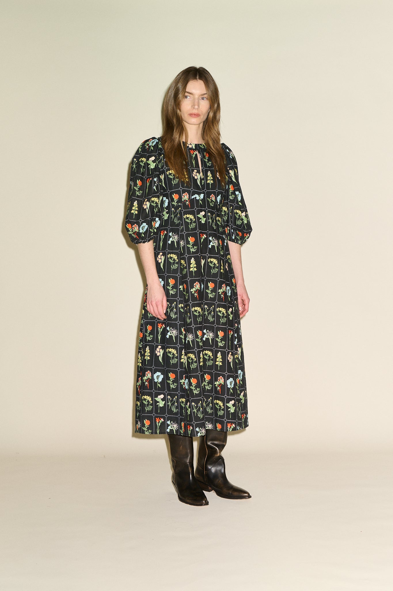 Dhalia Dress - Black Multi Print