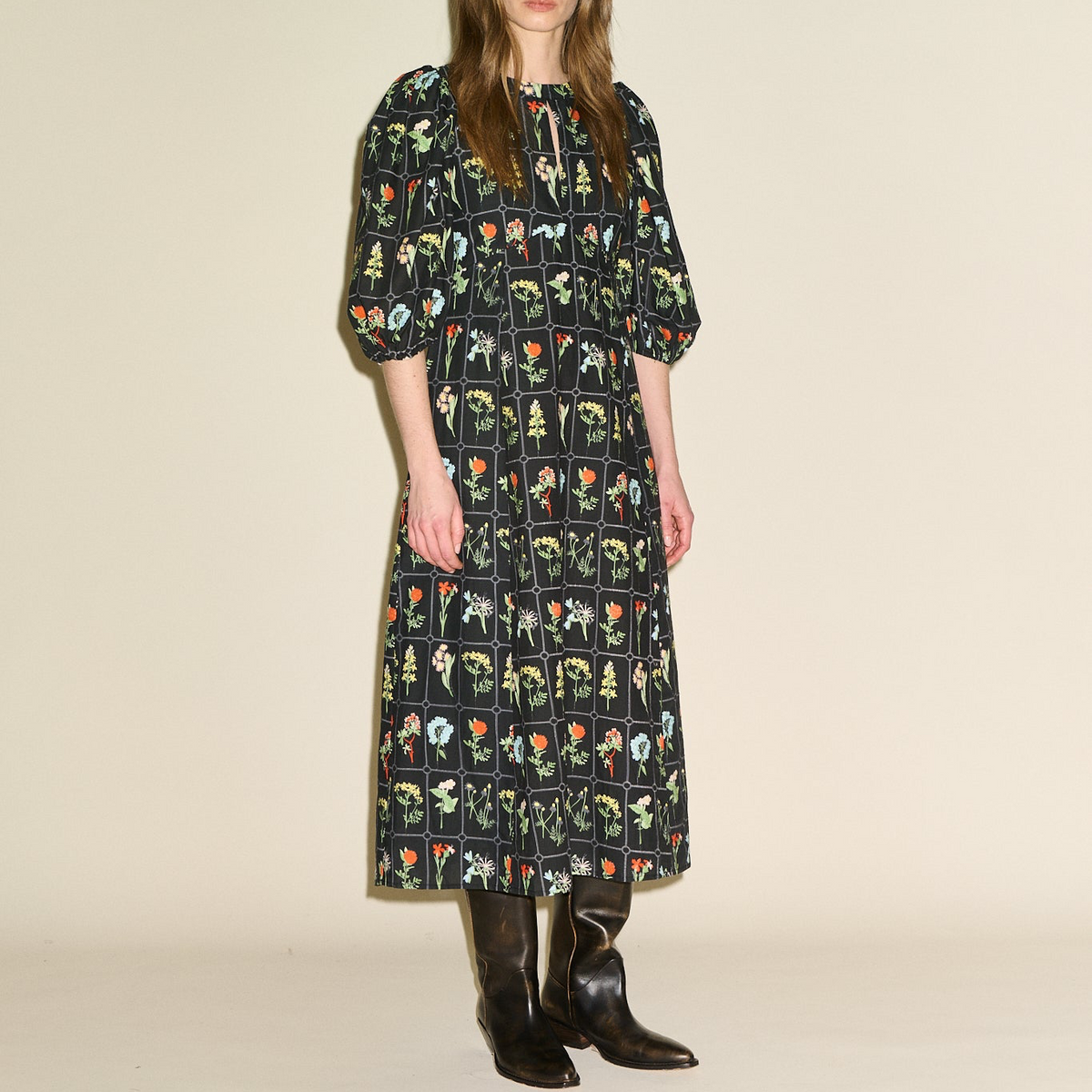 Dhalia Dress - Black Multi Print