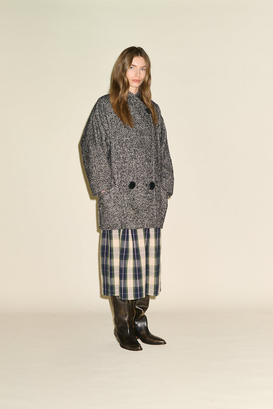 Camille Herringbone Coat - Black