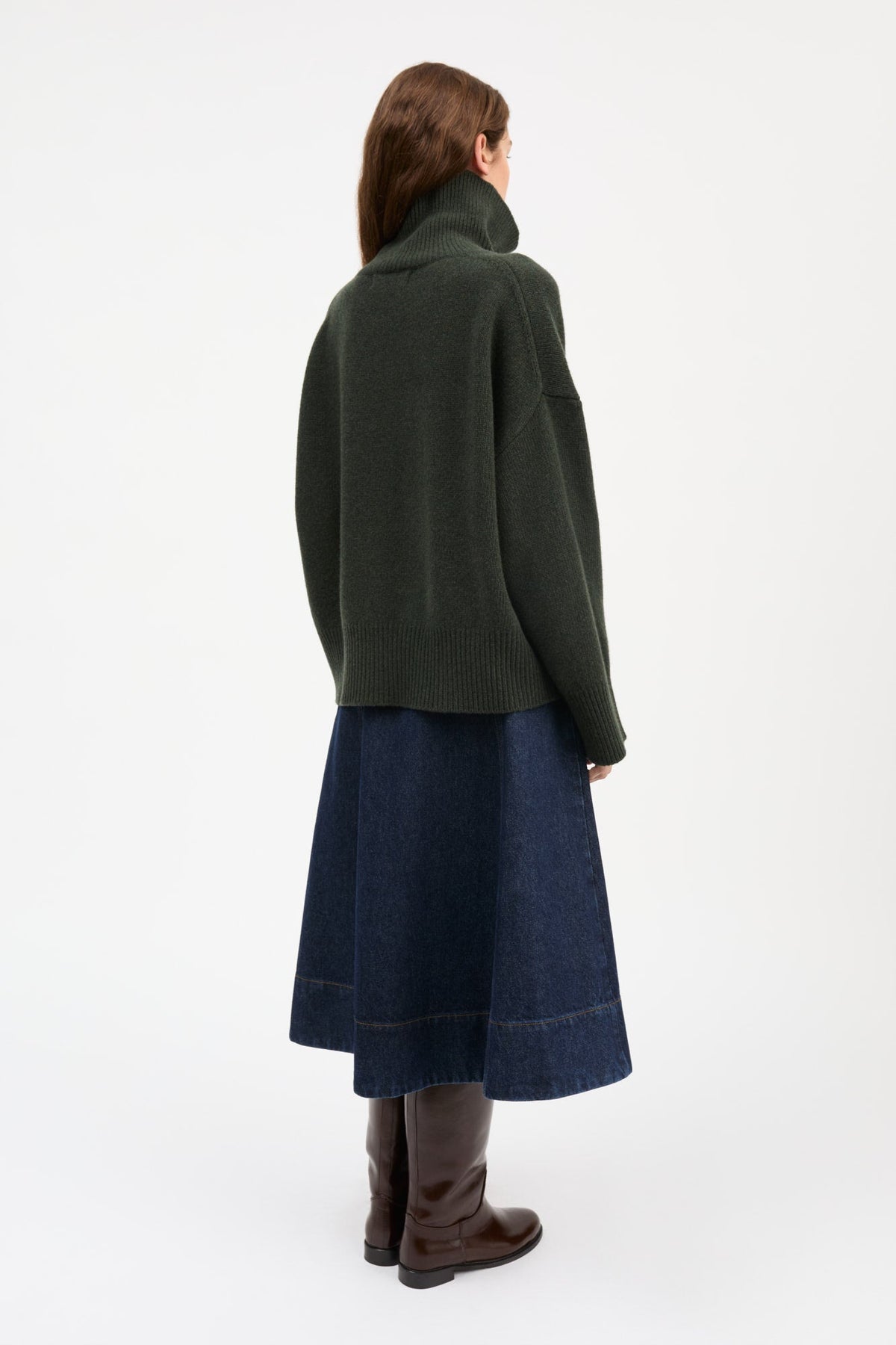 Silene T-Neck Knit - Dark Green
