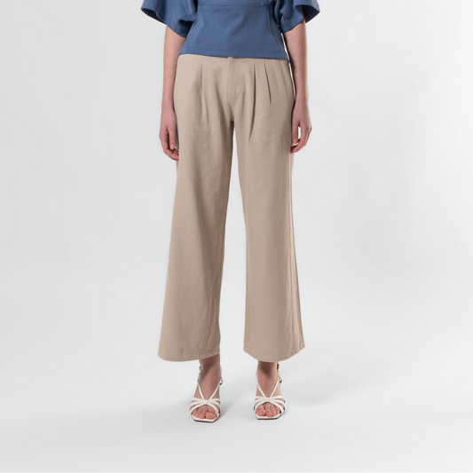 Baggy Cotton Trousers - Stone