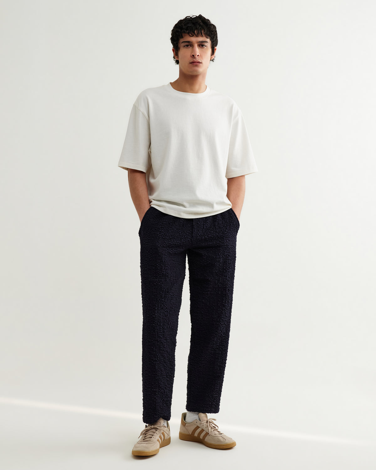 Tyne Trouser Jumbo Seersucker - Dark Navy