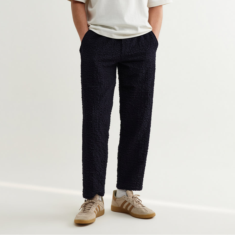 Tyne Trouser Jumbo Seersucker - Dark Navy