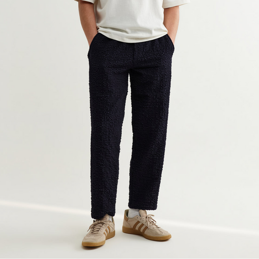 Tyne Trouser Jumbo Seersucker - Dark Navy