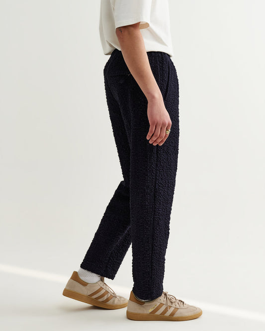Tyne Trouser Jumbo Seersucker - Dark Navy