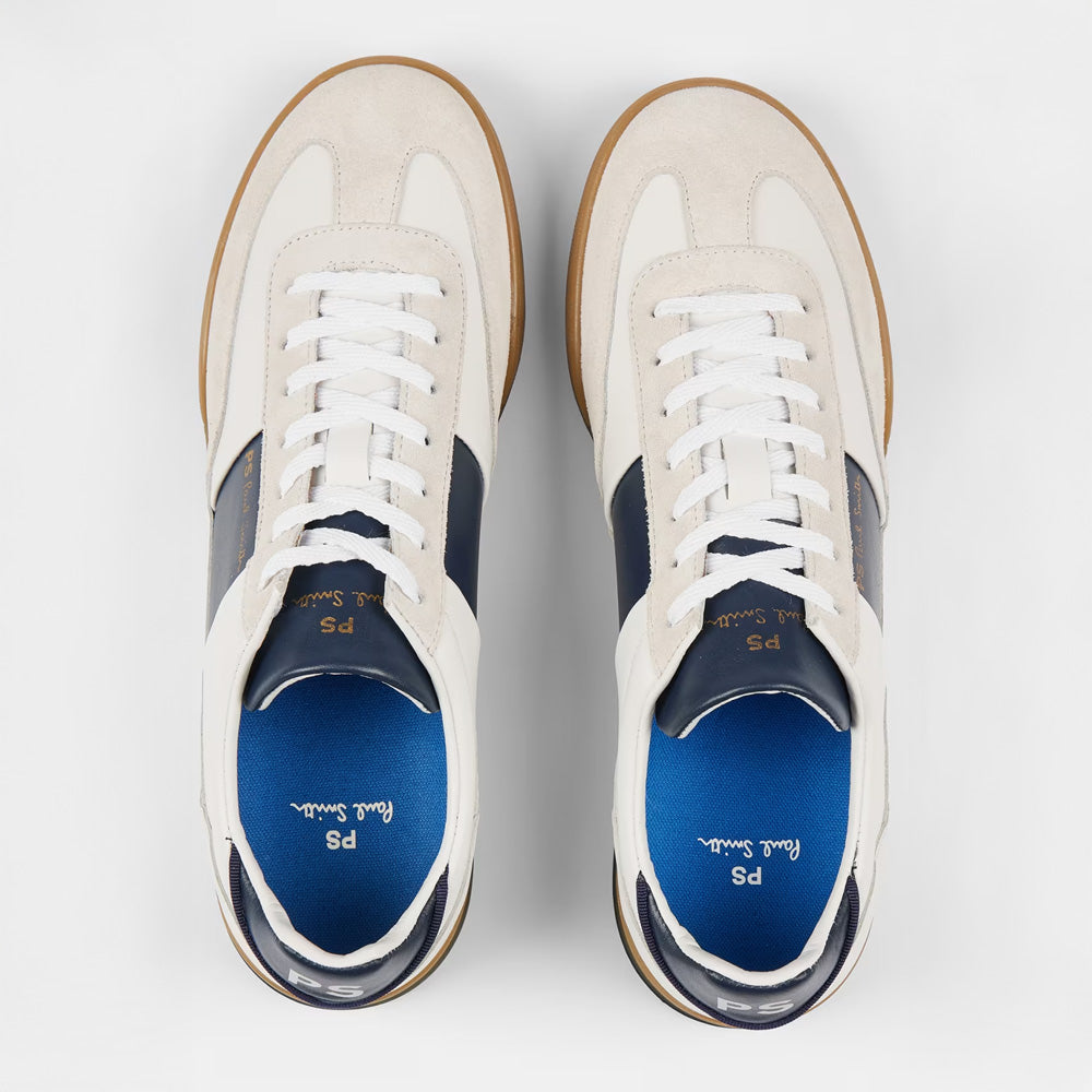 Dover Leather Panel Trainers - White and Navy