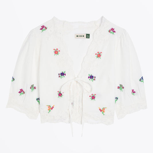 Ursula Top - Bud Embroidery Ivory