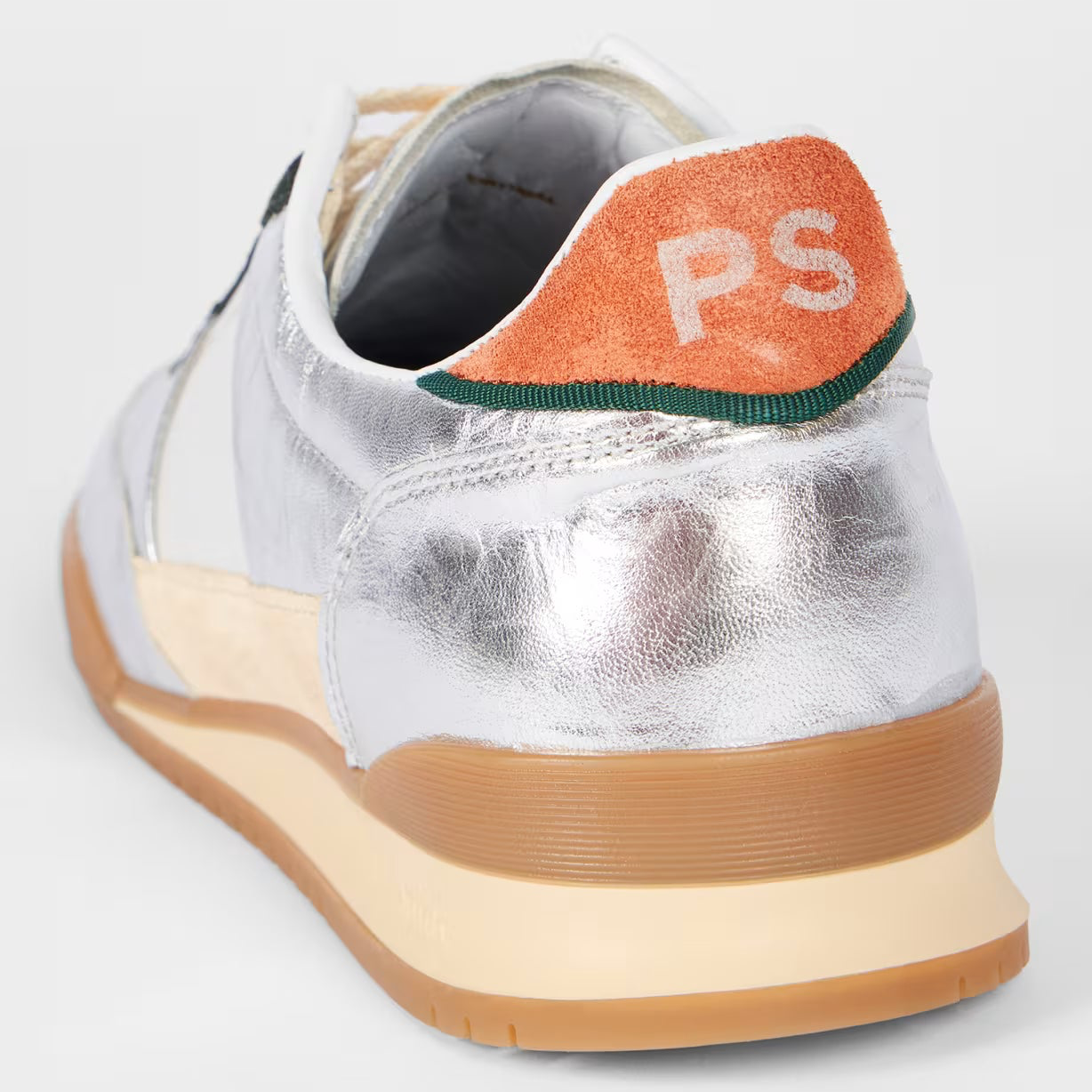 Leather Silver 'Dover' Retro Gum Trainers - Silver