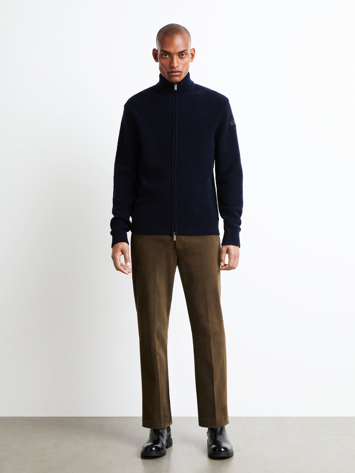 RRD Boucle Full Zip Knit - Blue Black