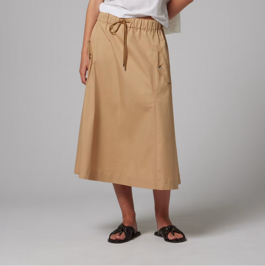 Drawstring Waist Skirt - Brown