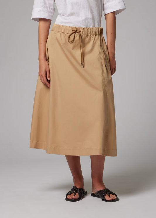 Drawstring Waist Skirt - Brown