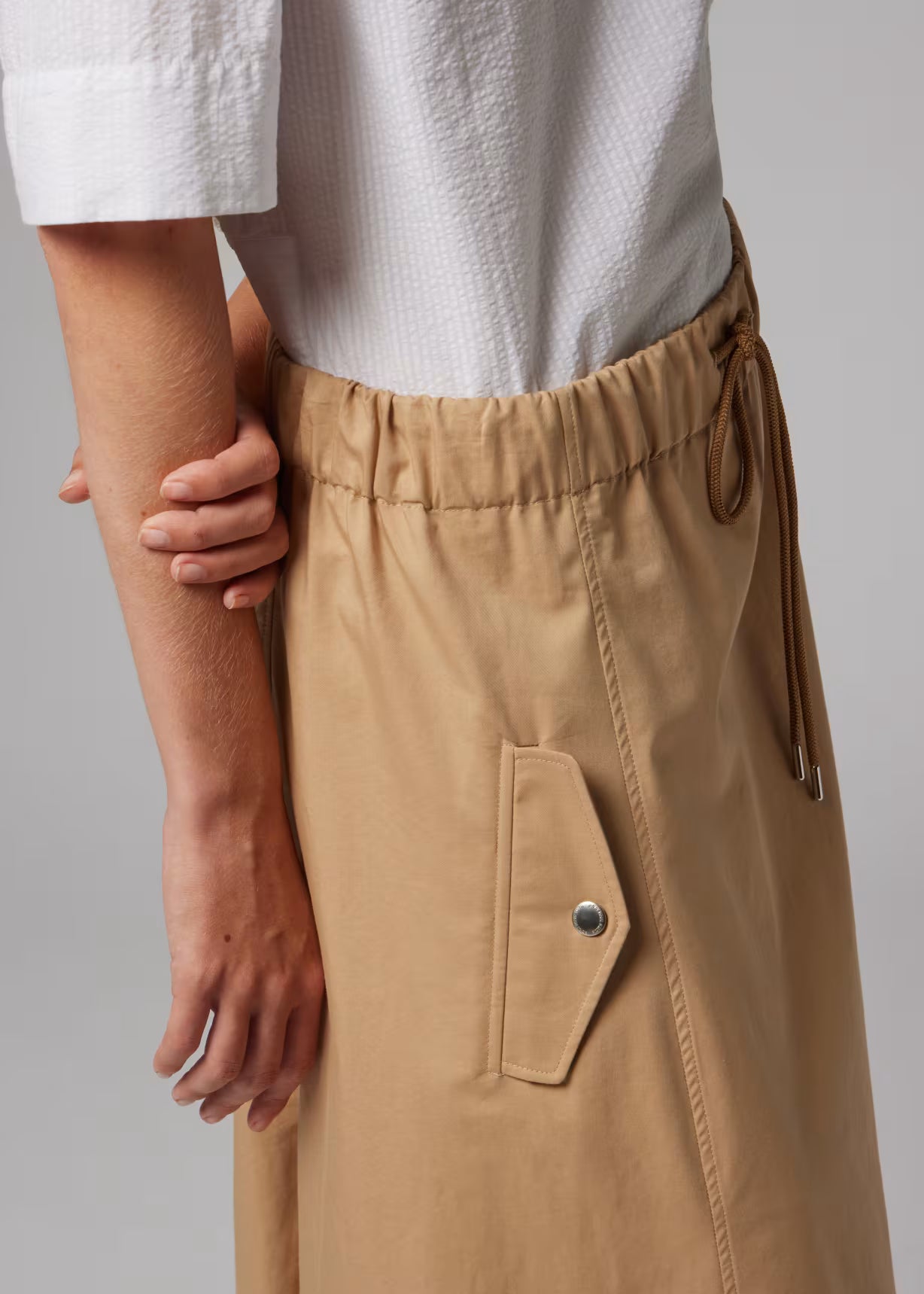 Drawstring Waist Skirt - Brown