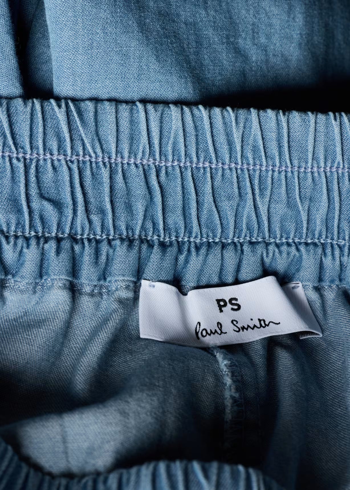 Chambray Wide-Leg Cropped Trousers - Blue