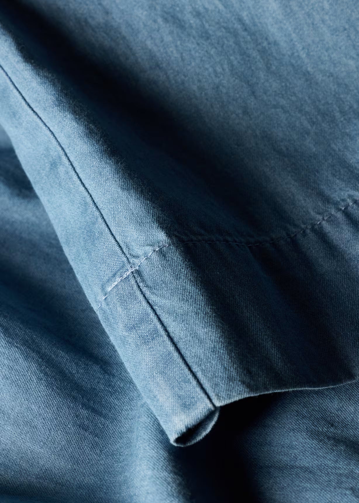 Chambray Wide-Leg Cropped Trousers - Blue