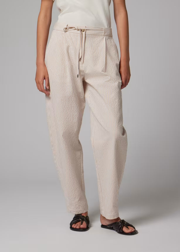 Women's Stripe Seersucker Trousers - White