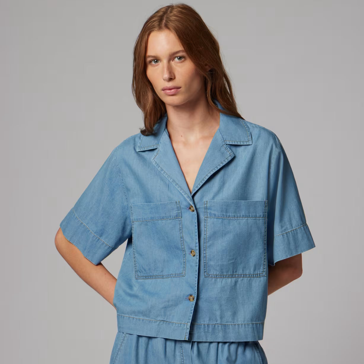 Chambray Short Sleeve Shirt - Blue