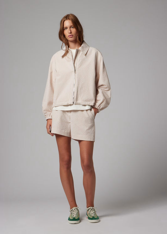 Seersucker Stripe Jacket - White/Pink