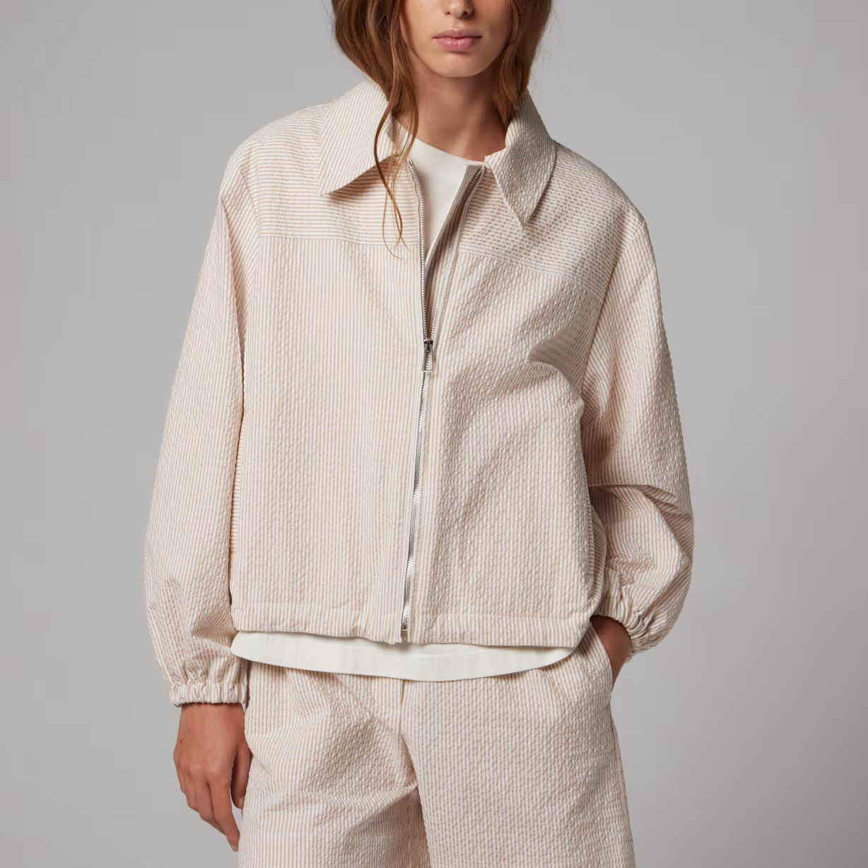 Seersucker Stripe Jacket - White/Pink