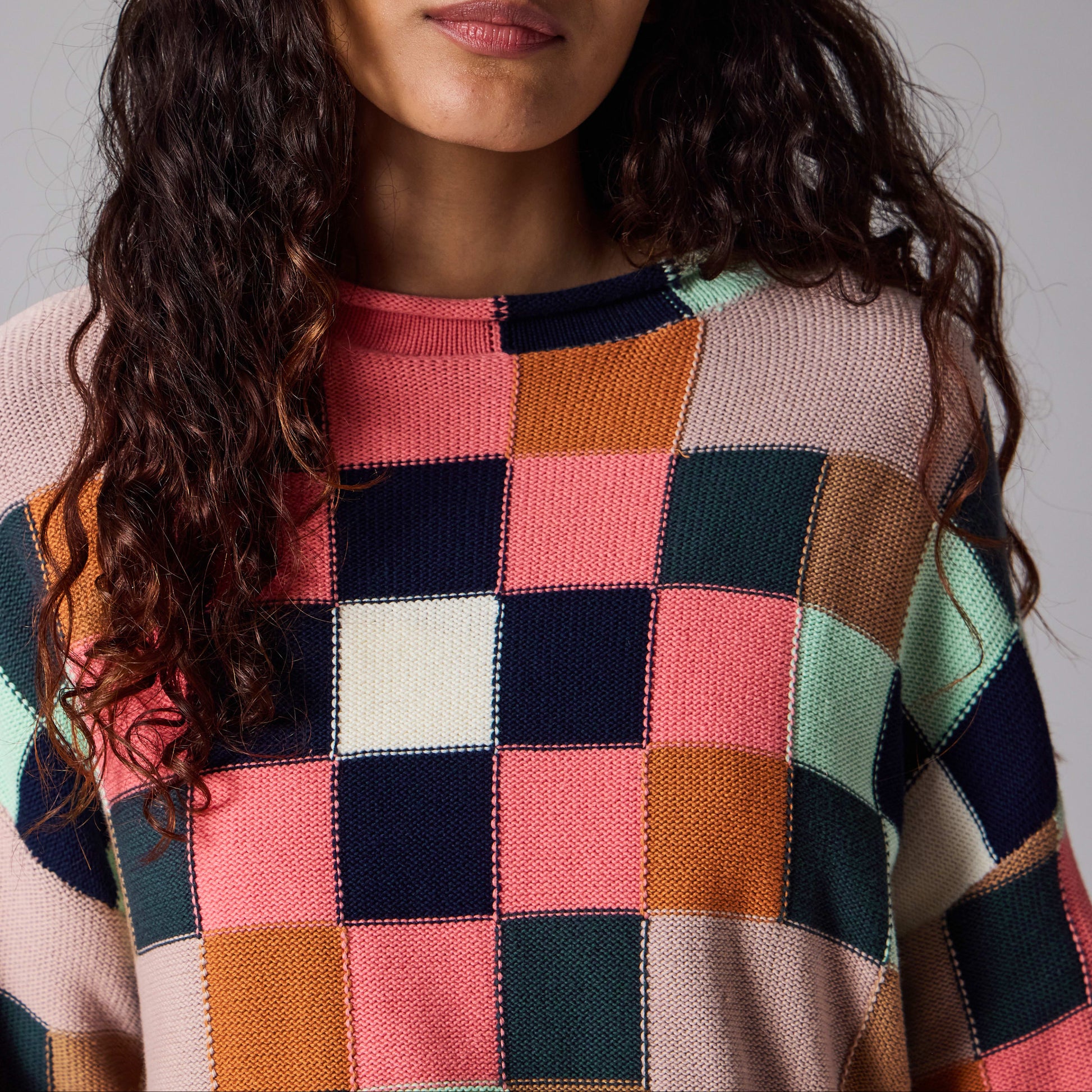 Paul Geometric Square Knitted Sweater - Rust Orange