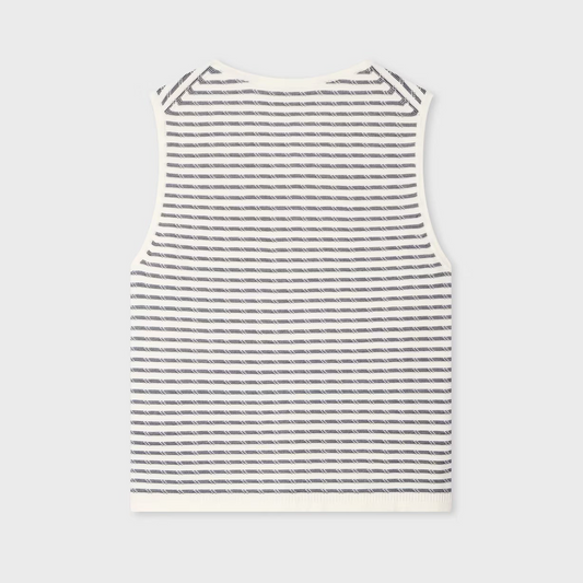 Knitted Stripe Waistcoat - White