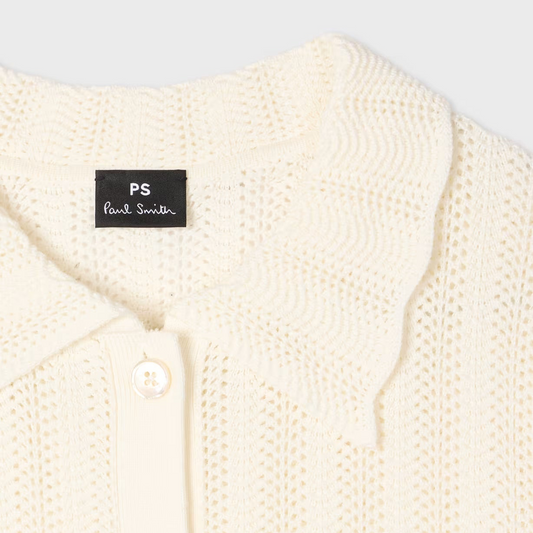 Zig Zag Stripe Knitted Top - White