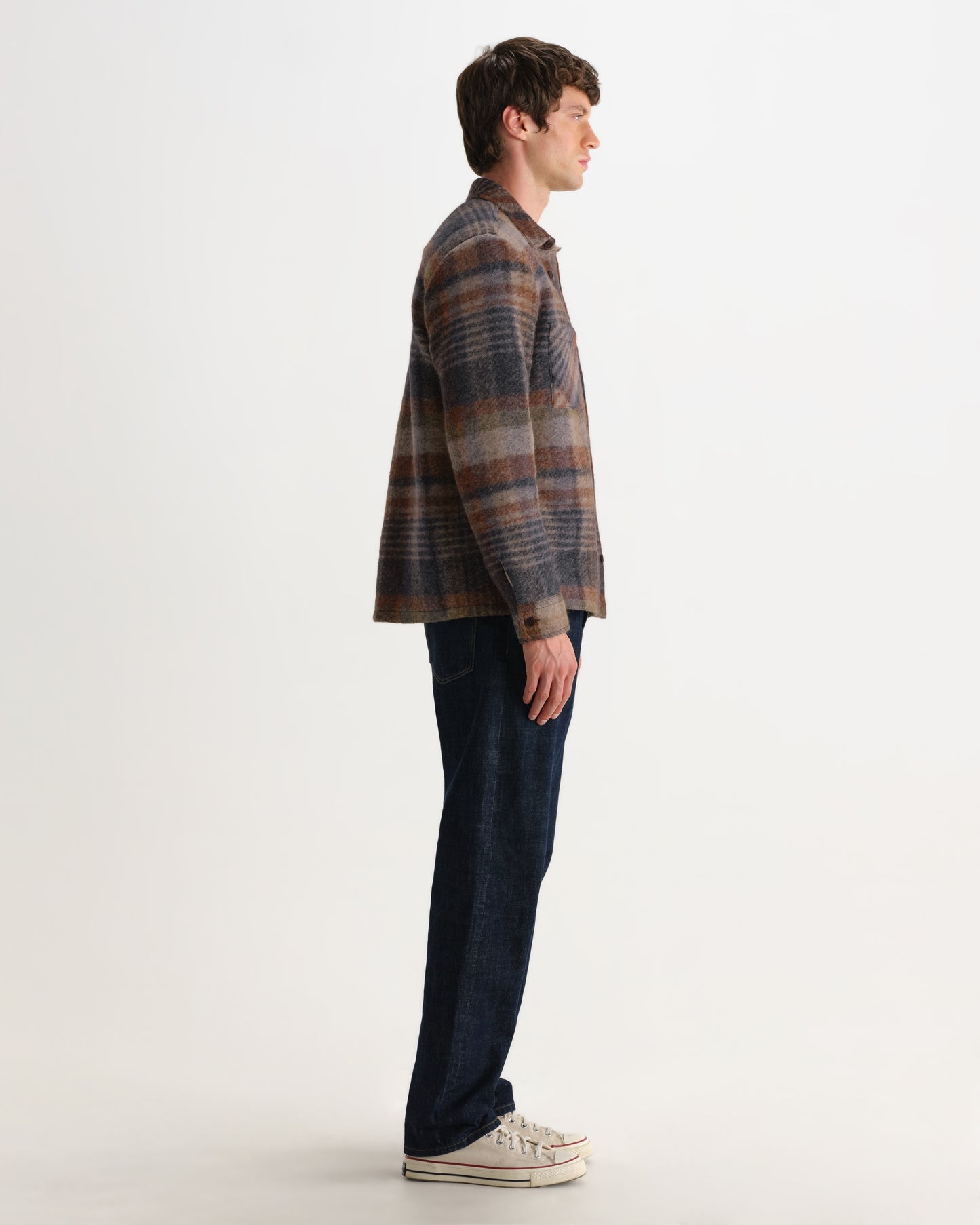 Whiting Overshirt Ari Wool Blend Check - Oatmeal/Multi