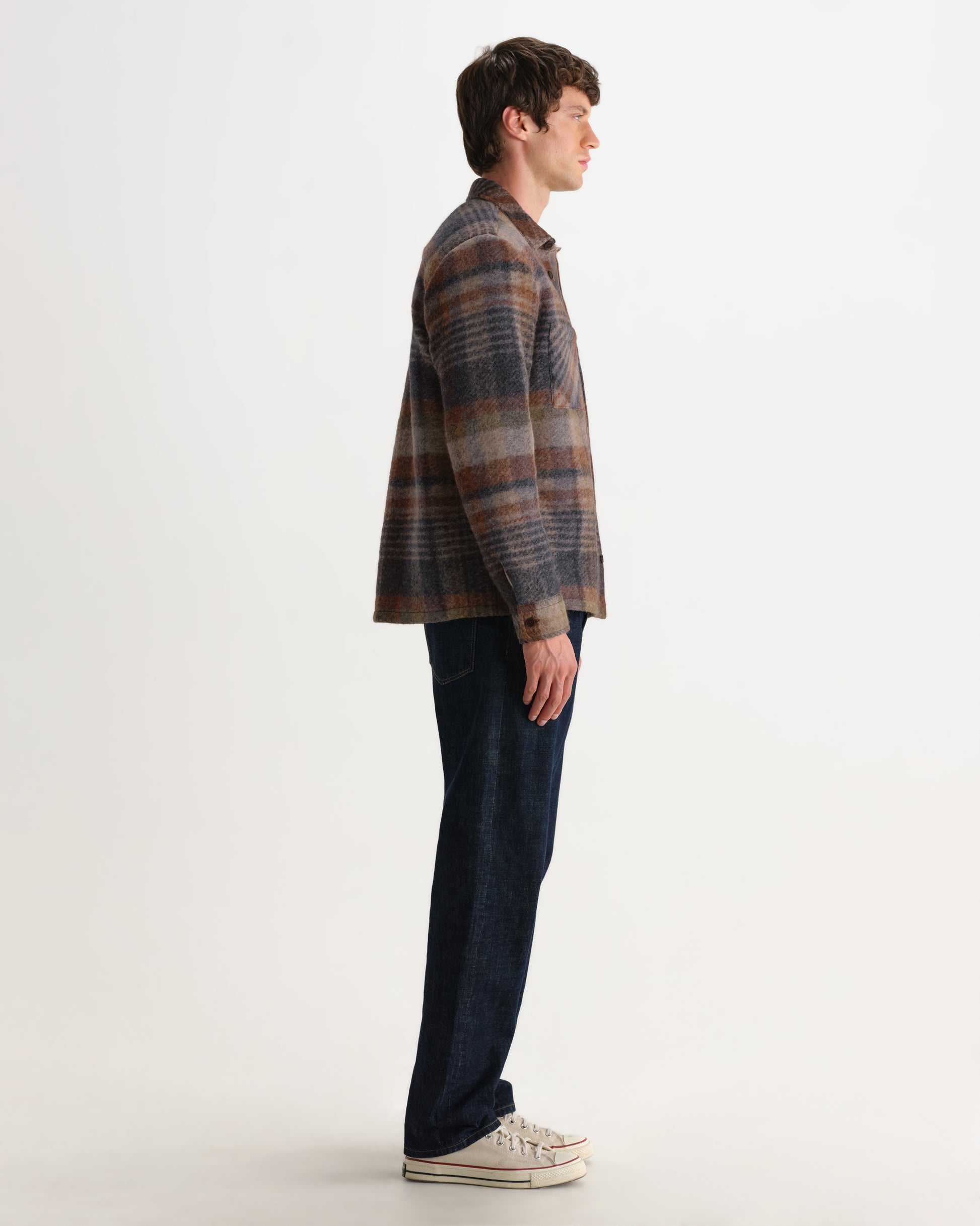 Wax Whiting Overshirt Ari Wool Blend Check - Oatmeal/Multi