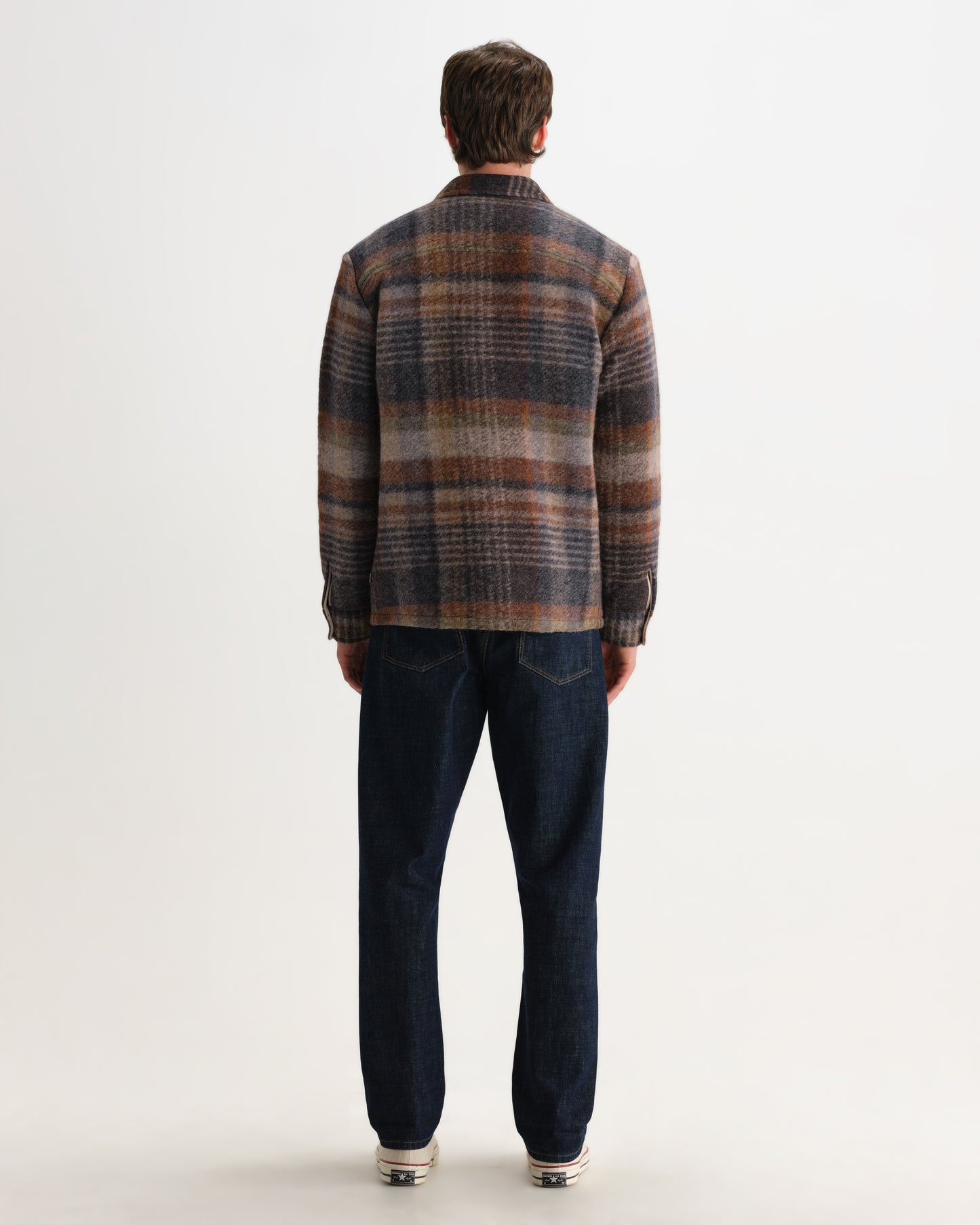 Whiting Overshirt Ari Wool Blend Check - Oatmeal/Multi