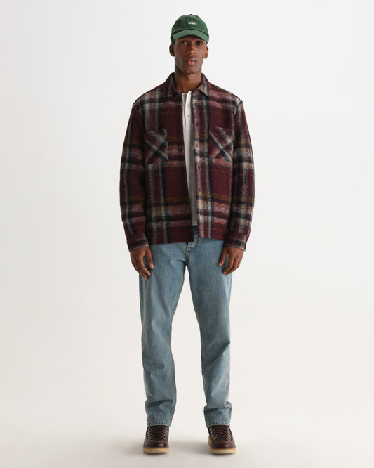 Whiting Overshirt Lex Wool Blend Check - Burgundy / Multi