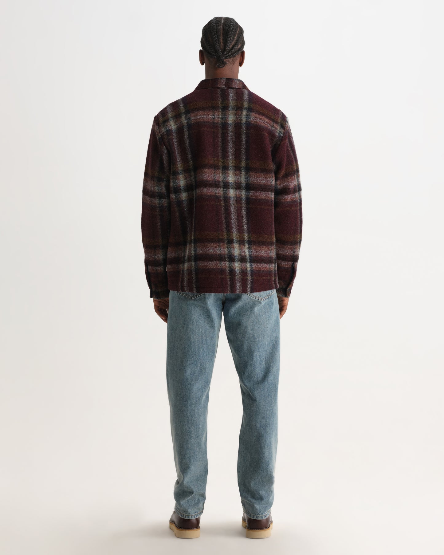 Whiting Overshirt Lex Wool Blend Check - Burgundy / Multi