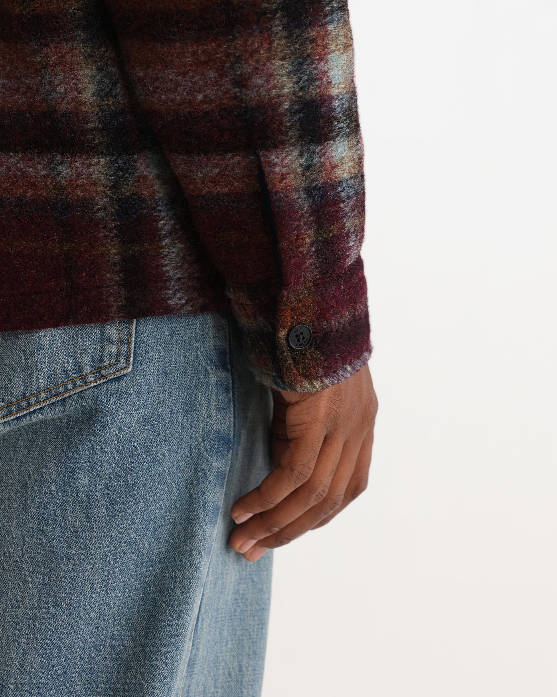 Wax Whiting Overshirt Lex Wool Blend Check - Burgundy / Multi
