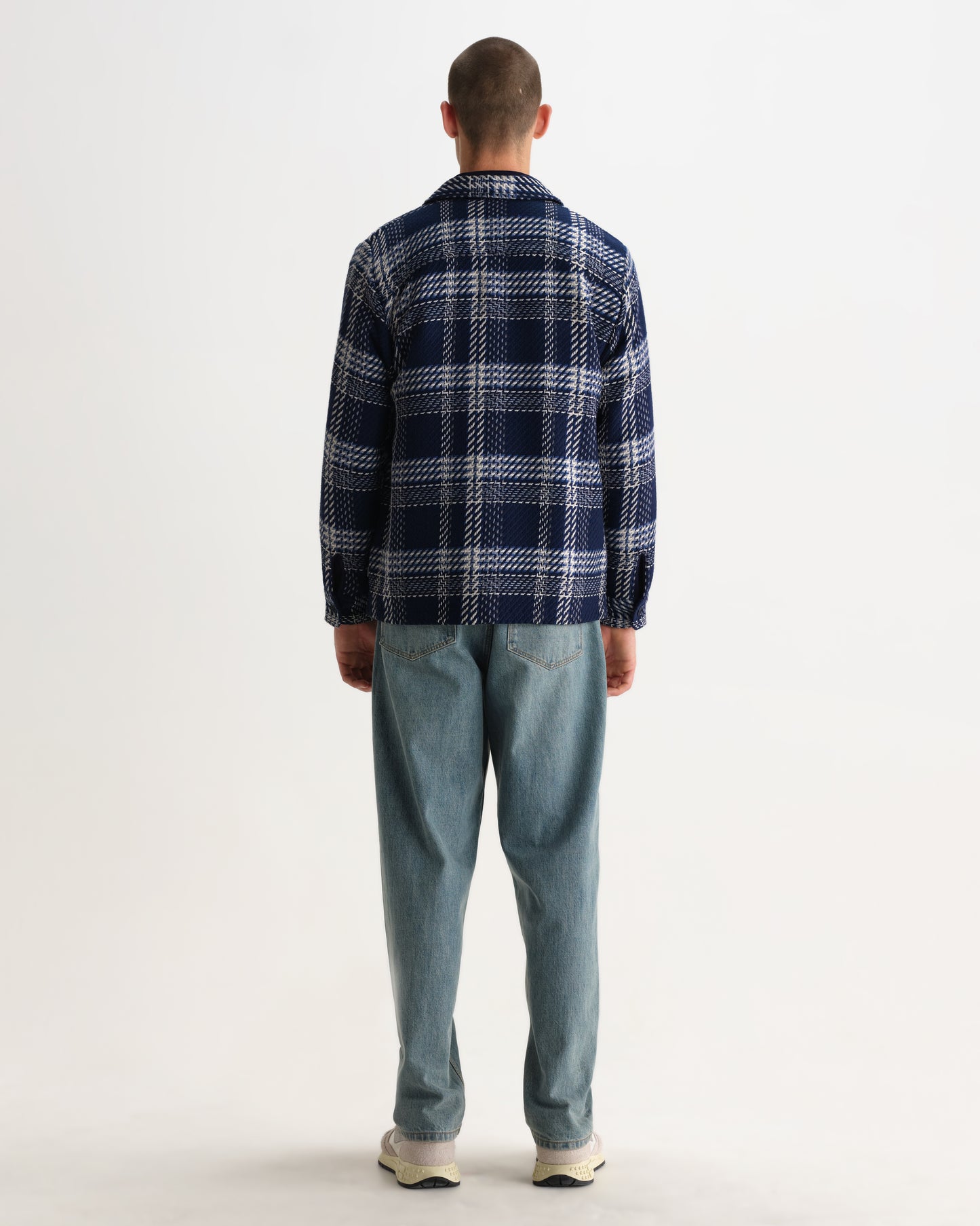 Whiting Overshirt Plaid Weave - Navy/Ecru