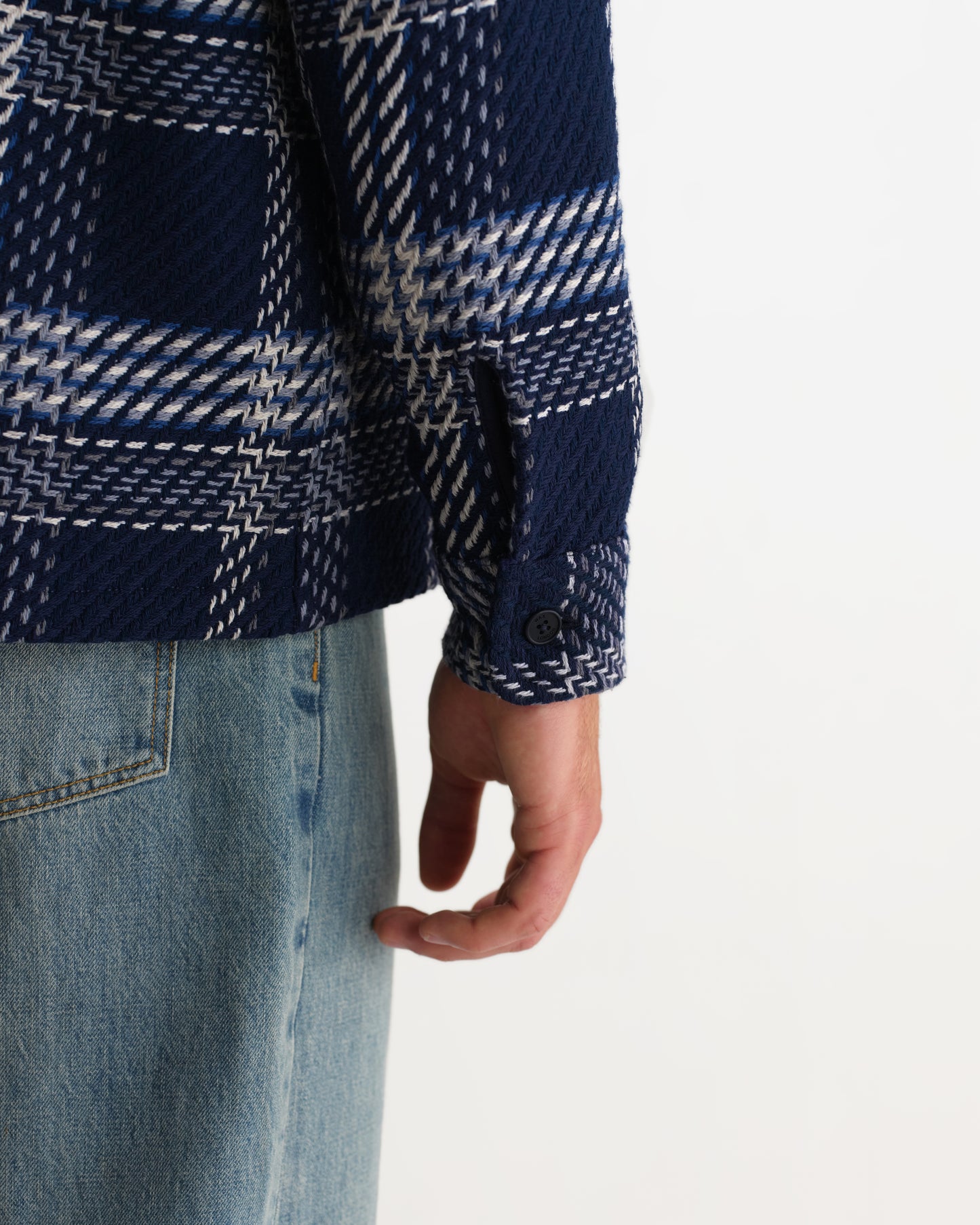 Whiting Overshirt Plaid Weave - Navy/Ecru