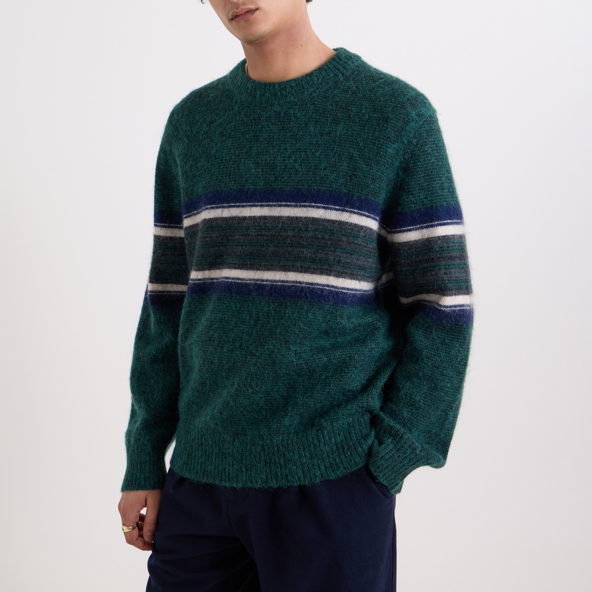 Wax Wilde Crew Brush Preppy Stripe - Dark Green