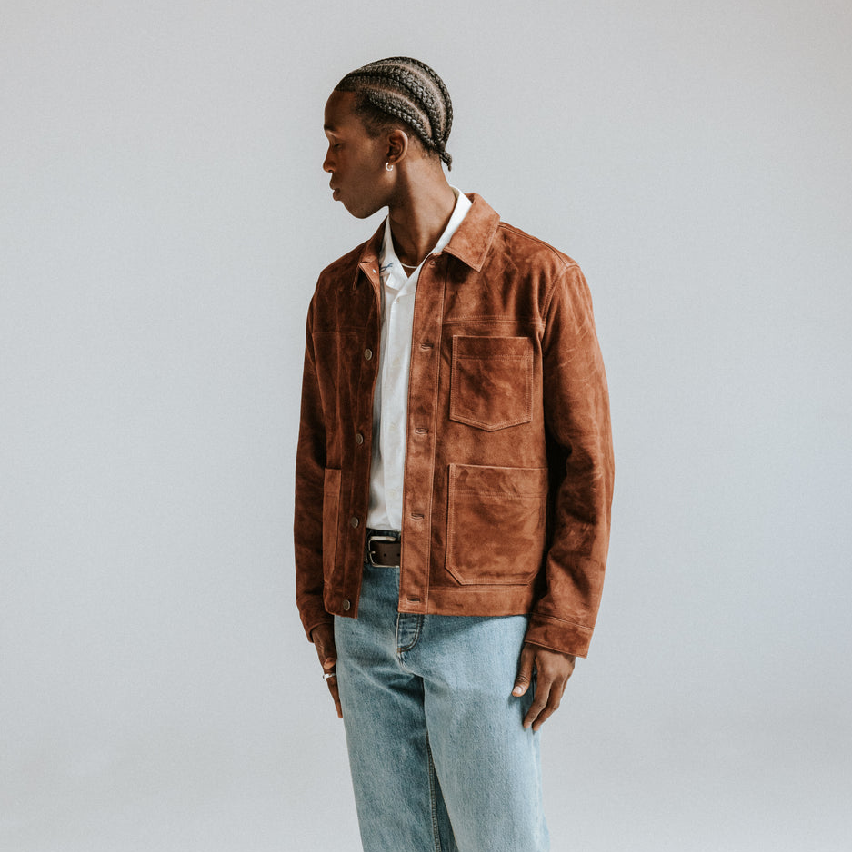 Wax Robin Chore Jacket Suede - Brown