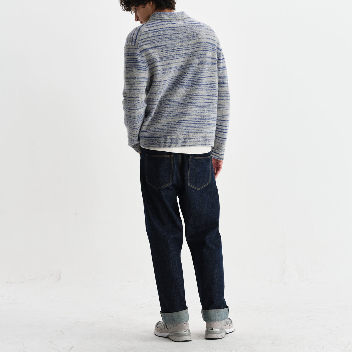 Alpha Zip Polo Random Space Dye - Grey/Blue