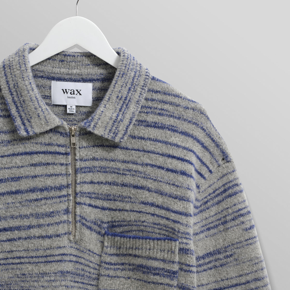 Alpha Zip Polo Random Space Dye - Grey/Blue