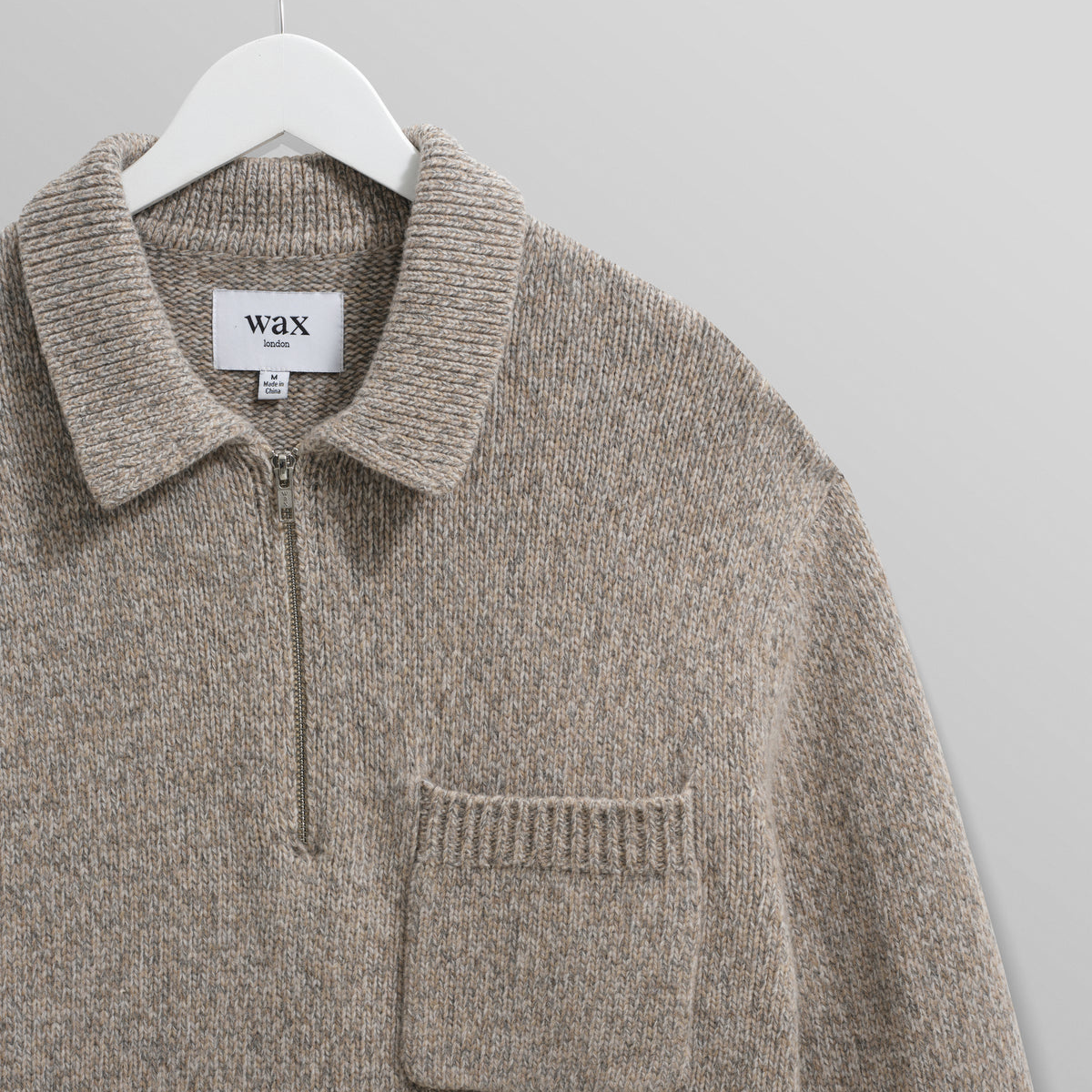 Alpha Zip Polo Plain Stitch Fleck - Grey