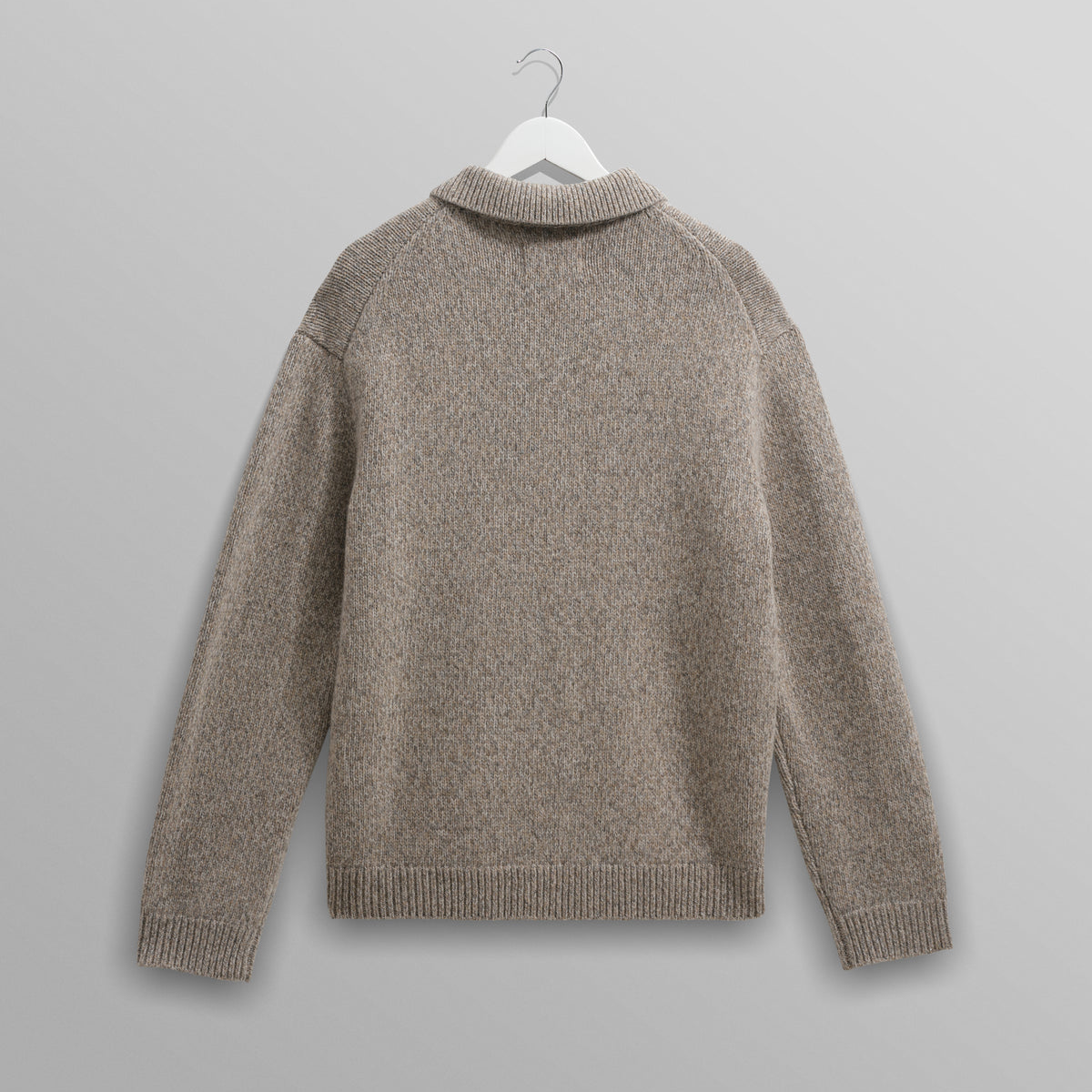 Alpha Zip Polo Plain Stitch Fleck - Grey