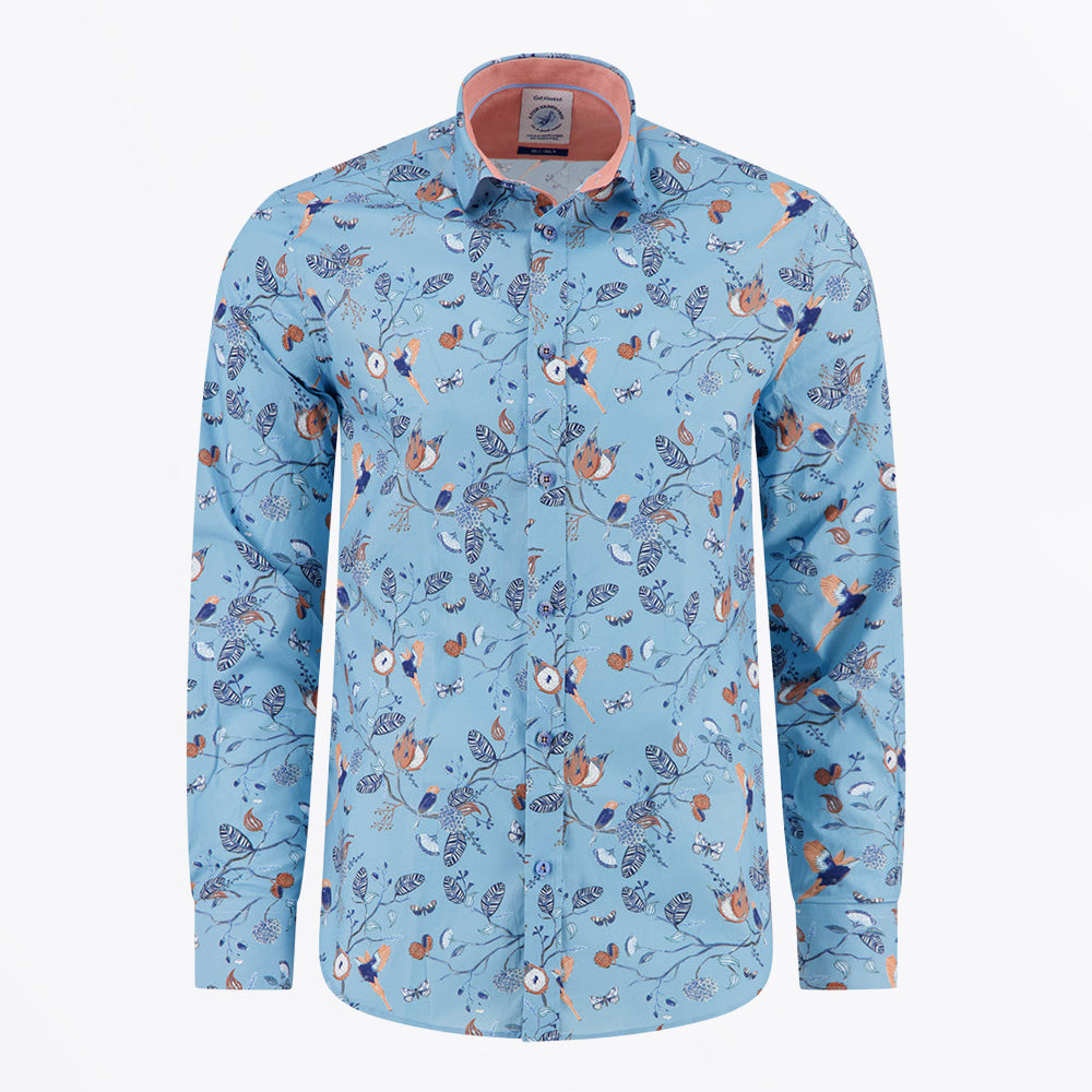 A Birdy Blooms Shirt - Blue