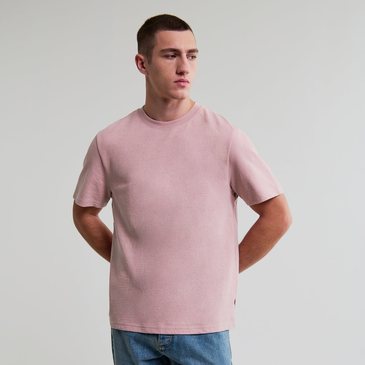 Dean Textured Organic Cotton T-Shirt - Dusky Pink