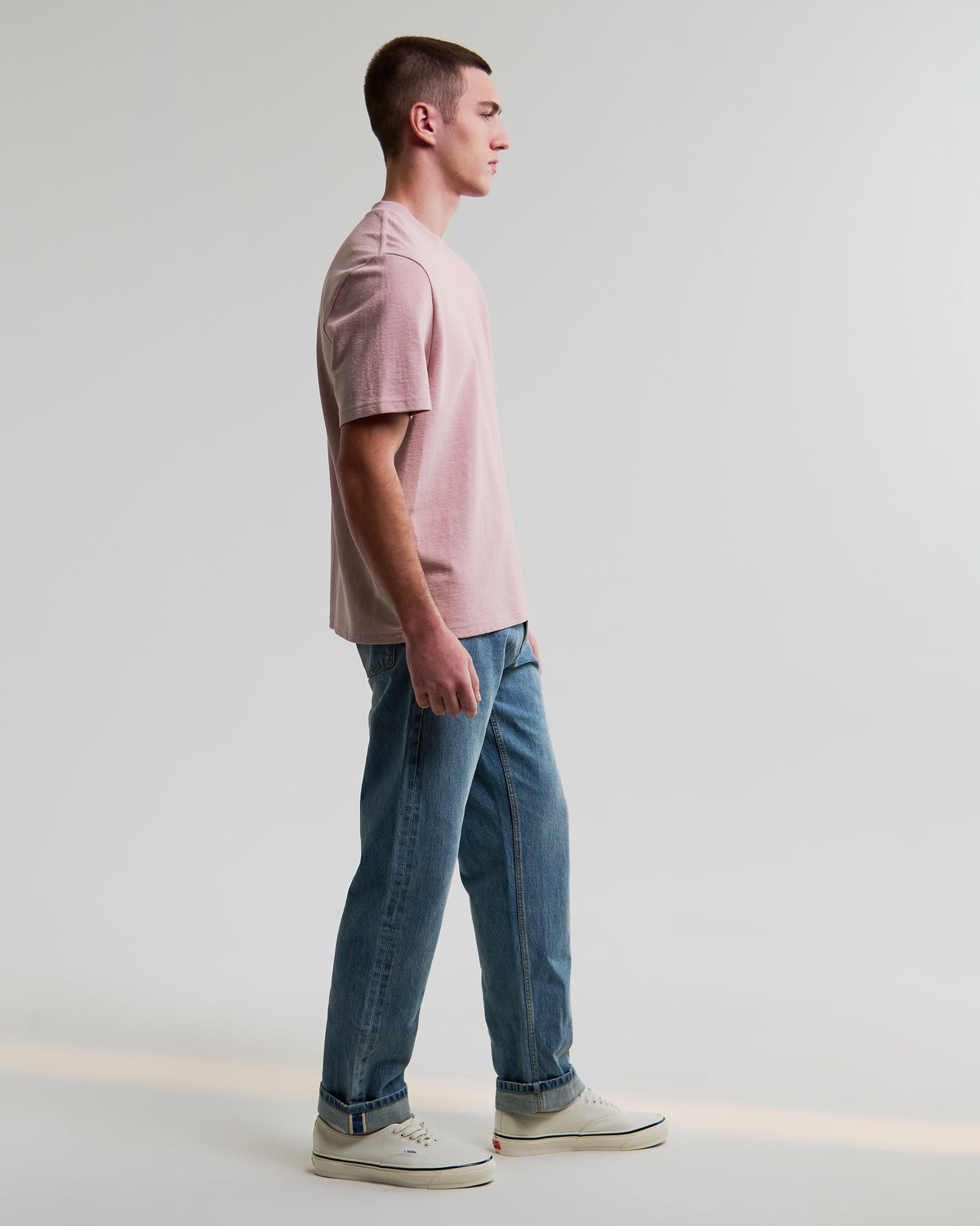 Dean Textured Organic Cotton T-Shirt - Dusky Pink