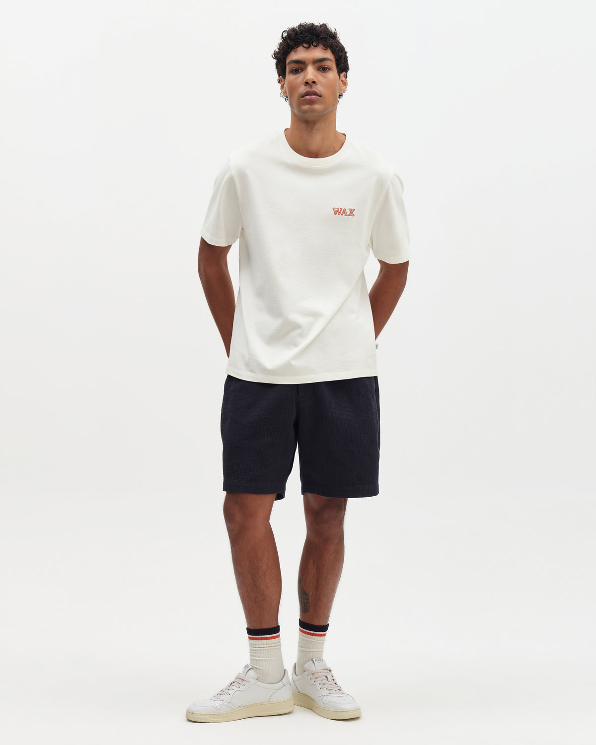 Dean Grid Embroidered T-Shirt - Ecru And Rust
