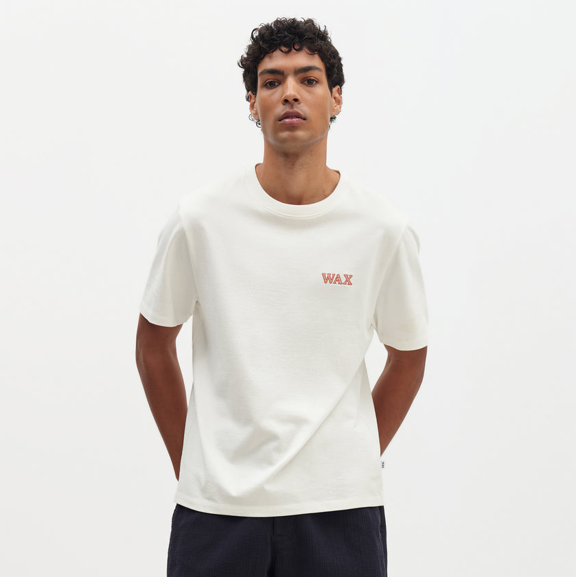 Dean Grid Embroidered T-Shirt - Ecru And Rust