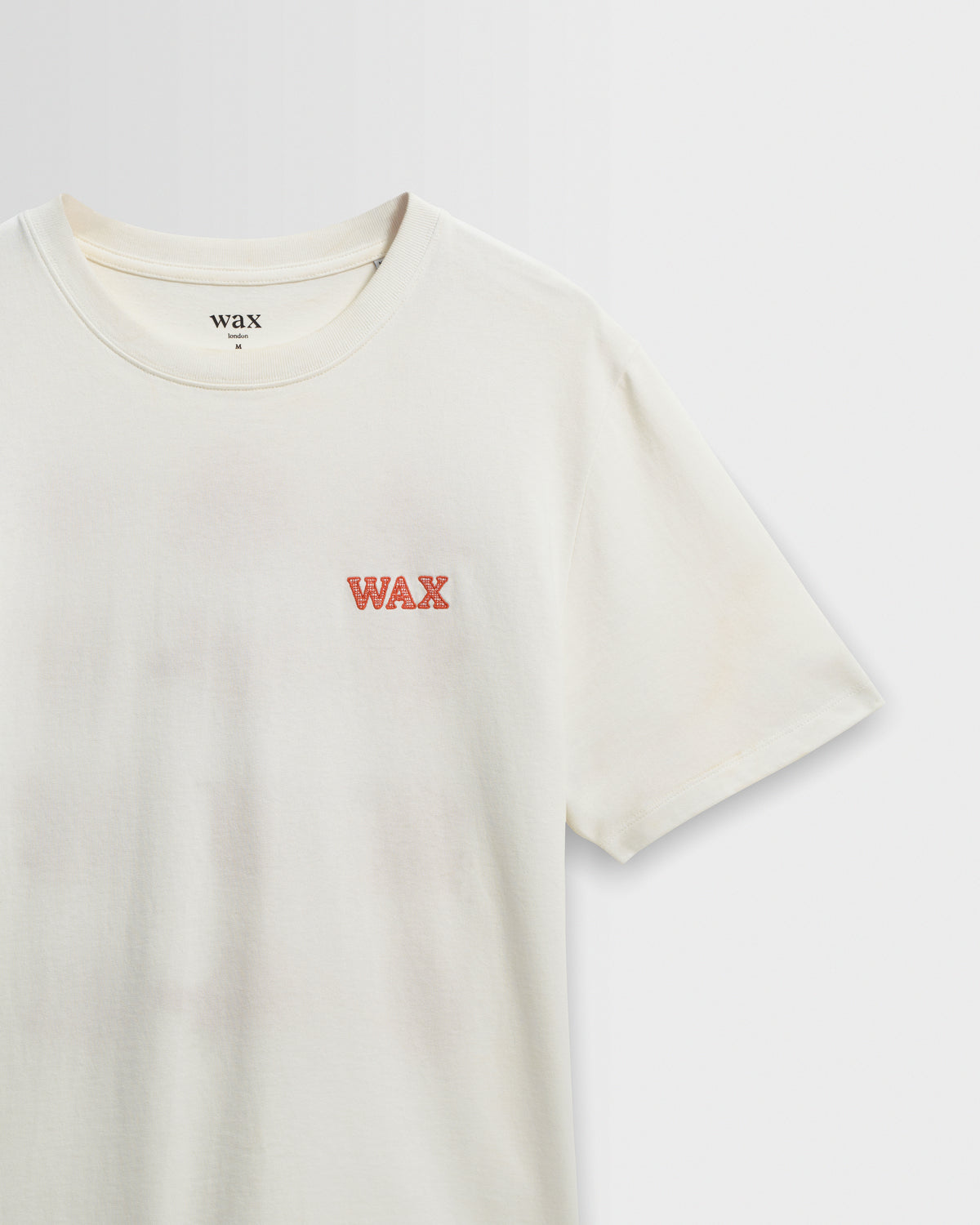 Wax Dean Grid Embroidered T-Shirt - Ecru And Rust