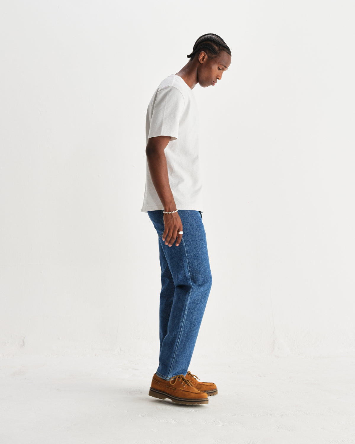 Dean Textured Organic Cotton T-Shirt - White