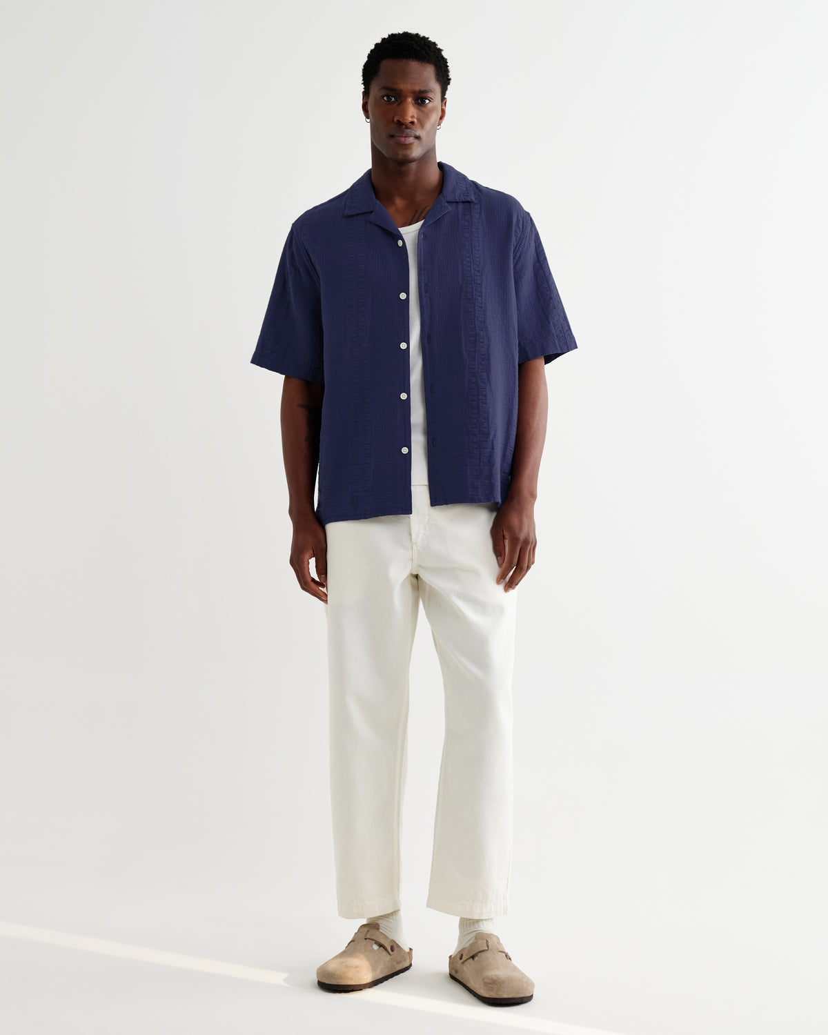 Didcot Double-Weave Seersucker Short-Sleeve Shirt - Dark Blue