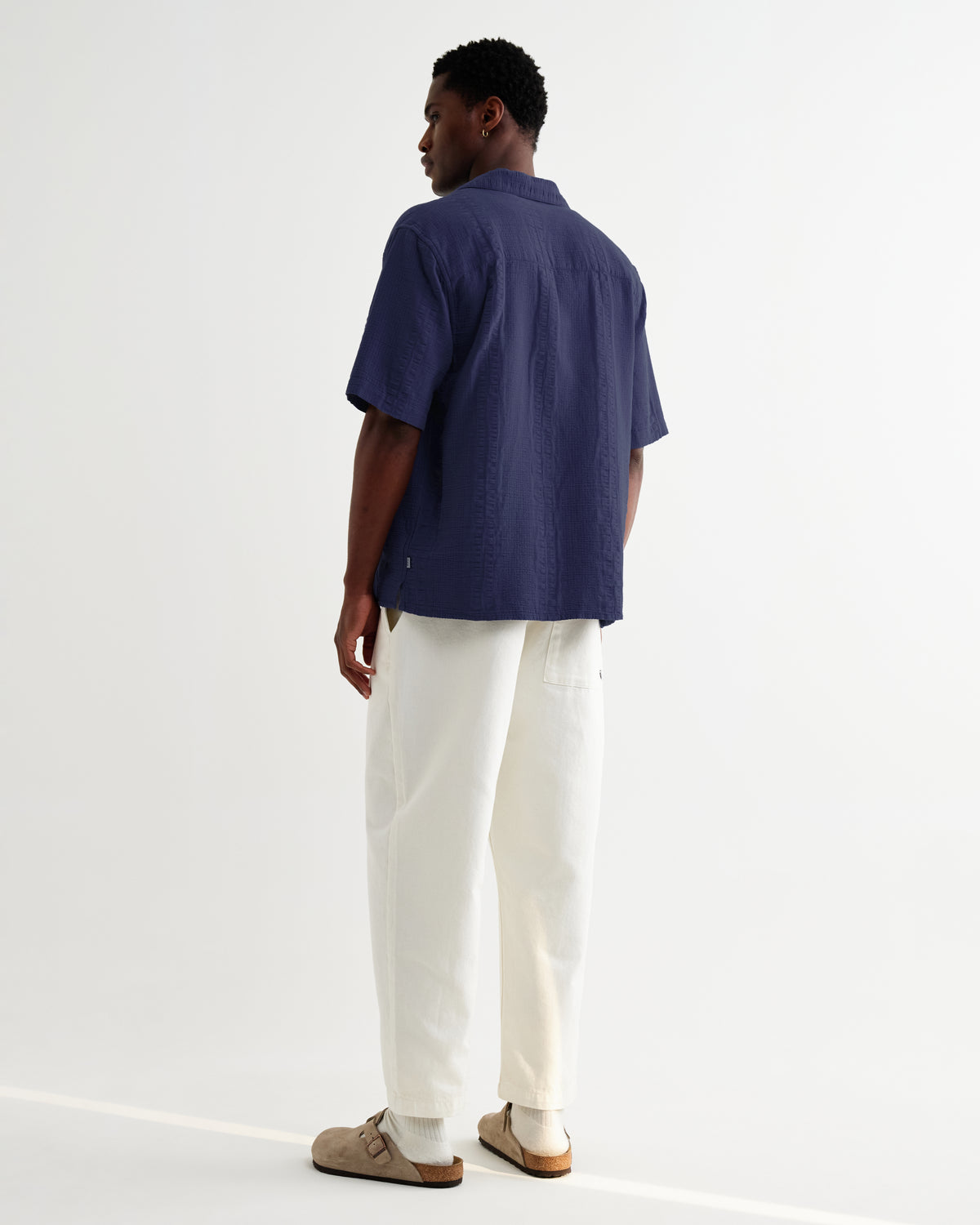 Didcot Double-Weave Seersucker Short-Sleeve Shirt - Dark Blue