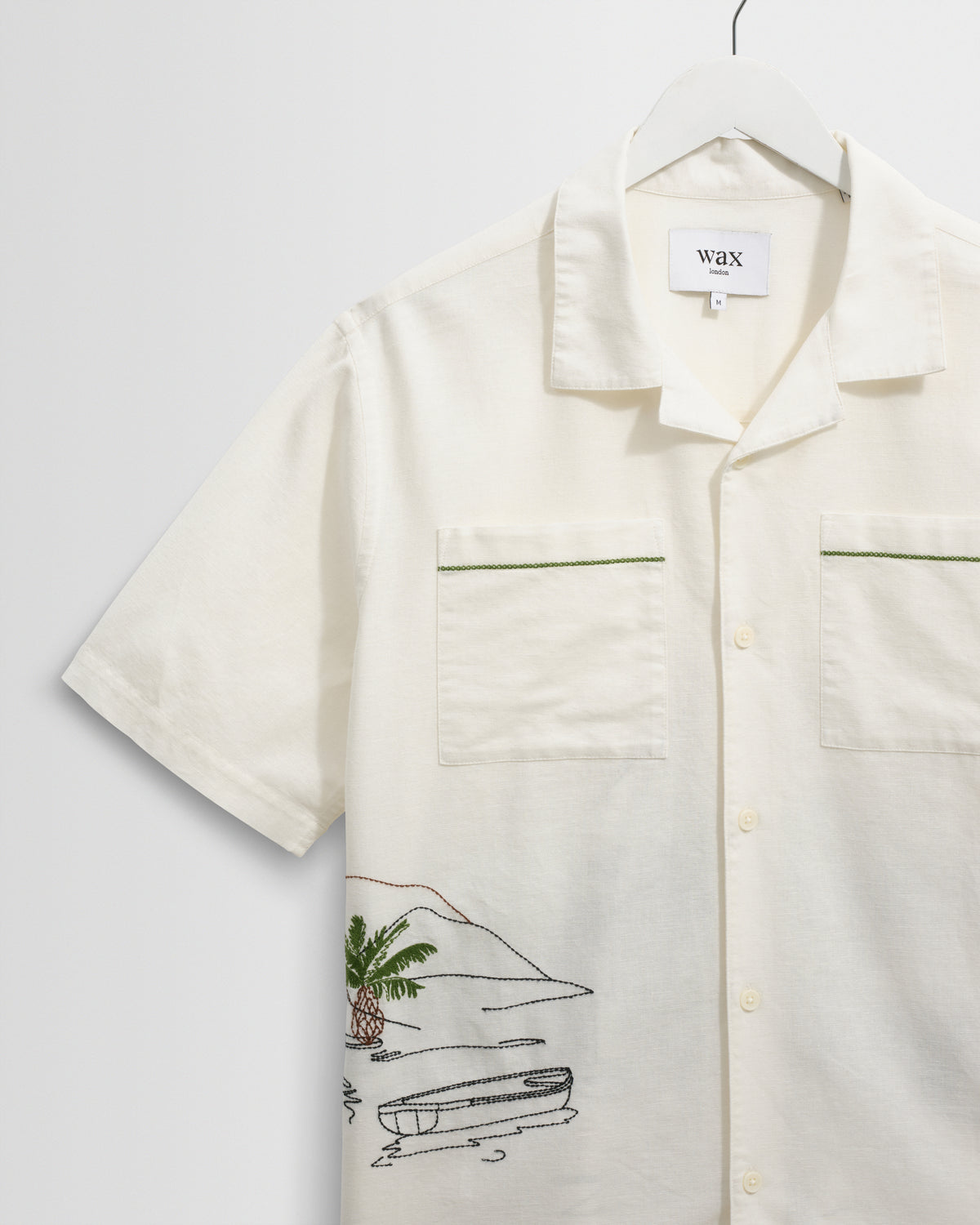 Wax Didcot Holiday Embroidery Short-Sleeve Shirt - Ecru And Multicolour