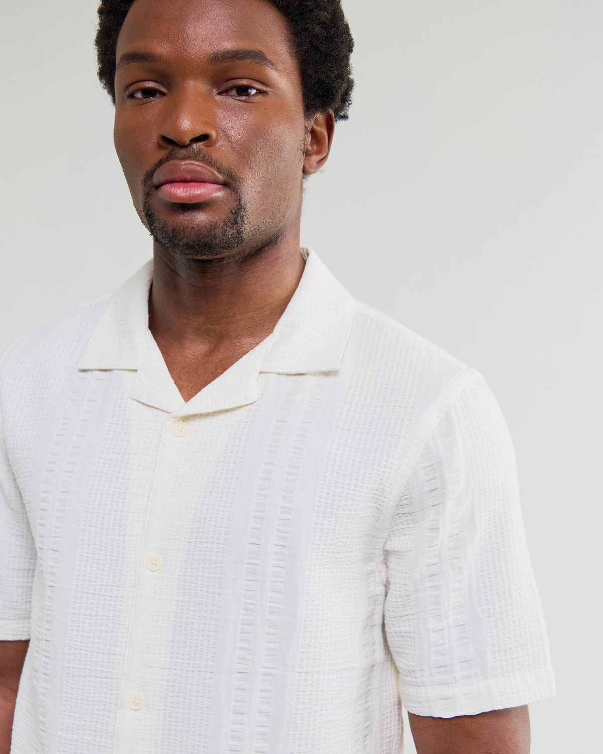 Didcot Double-Weave Seersucker Short-Sleeve Shirt - Ecru